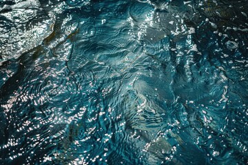 Captivating ripples and glimmers of sunlight on calm water surface create a mesmerizing view in a tranquil setting
