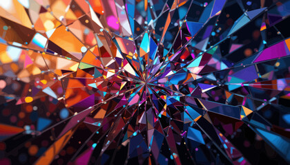 Abstract Colorful Shattered Glass Triangles Background