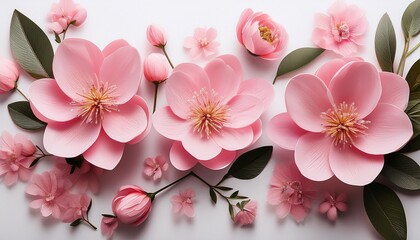 pink cherry blossom on white