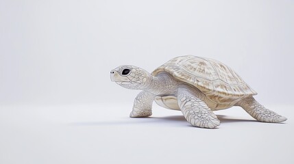 Naklejka premium Elegant White Tortoise 3D Render Detailed Shell Texture Beautiful Creature Wildlife Animal Nature Photography Studio Shot High Resolution Image 