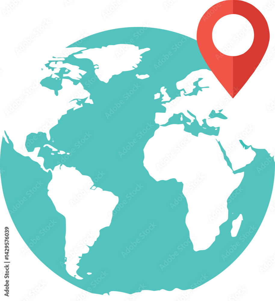 Aufkleber globe with location pin icon for global positioning and navigation purposes in vector format
