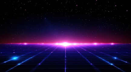 Retro Neon Grid Landscape.
