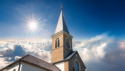 Fototapeta premium church in the mountains with clouds