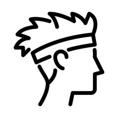 man wear headband outline icon. male avatar side view black line illustration.