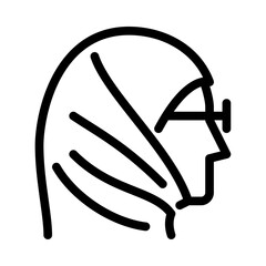 hijab woman wear glasses outline icon. female avatar side black line illustration.