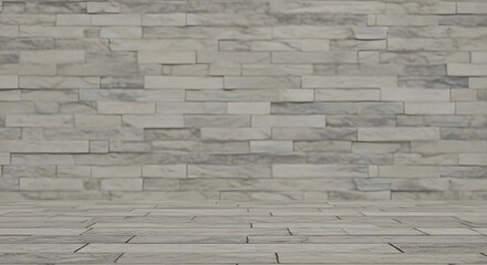 Obraz premium Modern Gray Brick Wall and Stone Floor Texture Background for Design, Architecture, and Interiors.