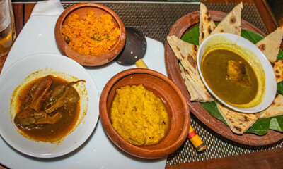Sri Lankan traditional food on a restaurant table