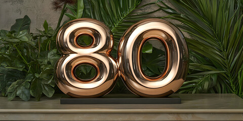 Rose Gold Number 80 3D Render