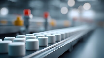 Obraz premium Zero-carbon factory powered by hydropower with clean, minimalist industrial design