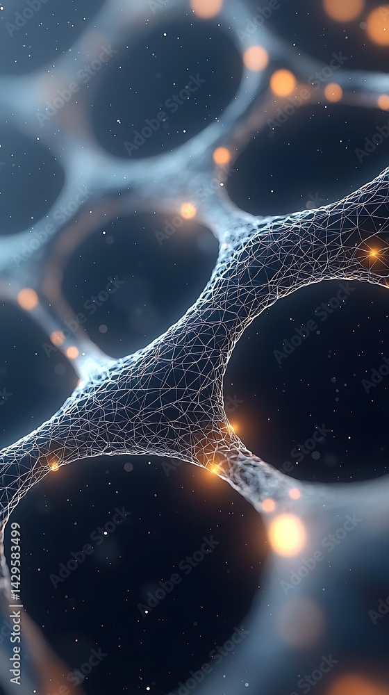 Poster abstract network structure with glowing nodes