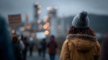 Protesters advocating for clean technology adoption to preserve nearby wetlands