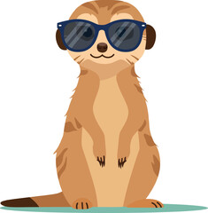 Naklejka premium Meerkat wearing sunglasses cool cartoon animal character vector illustration 