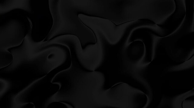 Imitation of black waving flag, full screen - 3d animation. Loop 4k dark background