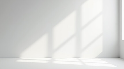 Fototapeta premium Minimalist natural light window on wall light white background for product presentation