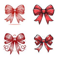 Vintage red bows in various styles and designs  