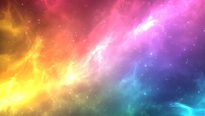 Fototapeta premium Vibrant cosmic nebula, filled with swirling, rainbow hues and scattered starlight. A breathtaking display of celestial energy
