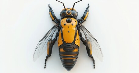 Robotic Bee with Top View, and White BG.