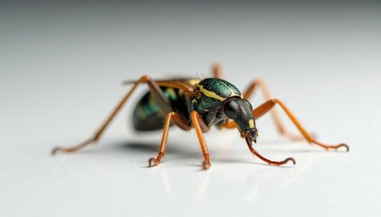 Naklejka premium Close-up of single insect on white background, miniature, body, pure