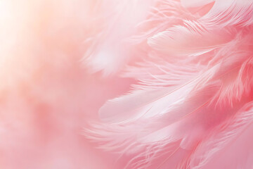 Fototapeta premium Light pink background, soft color, delicate feather texture, gentle and elegant, with a dreamy atmosphere.