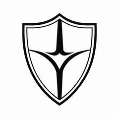 Protective Shield Icon Black White Graphic Design