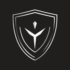 Modern Silver Shield Logo Design Graphic Vector