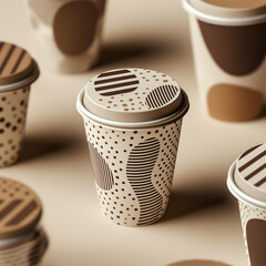 cup of coffee beans print design set