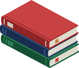 Stack of red blue and green hardcover books isolated on white background vector illustration 