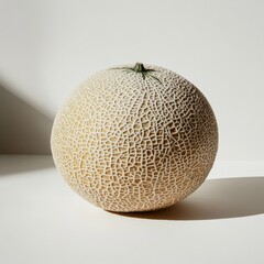 A Single Cantaloupe Melon in Soft Lighting