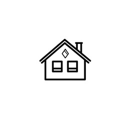 House outline icon, simple design, flat vector on a white background, minimalistic style, single object, logo for a real estate business.