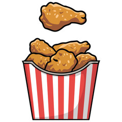 fried chicken crispy golden meal isolated vector illustration on white background