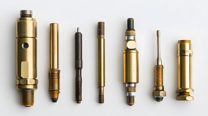 Brass Precision Parts on White.