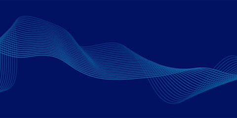 Abstract glowing wave lines on dark blue background. Dynamic wave pattern. Modern flowing wavy lines. Futuristic technology concept. Suit for banner, poster, cover, brochure, flyer, website