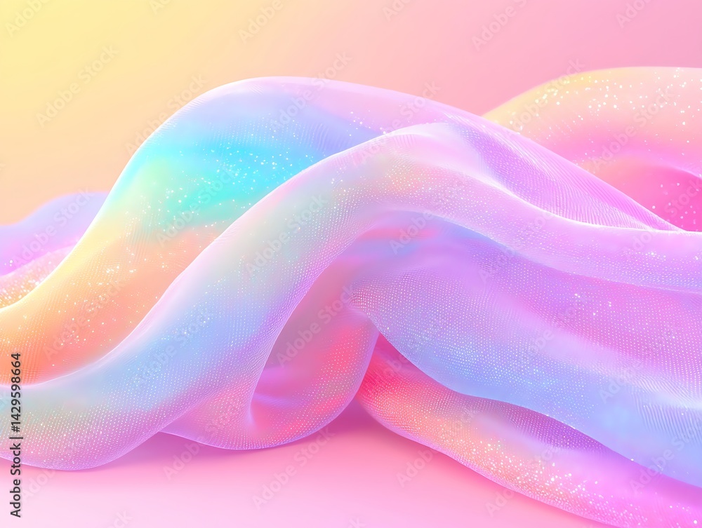 Poster abstract colorful mesh folds with smooth pastel gradient