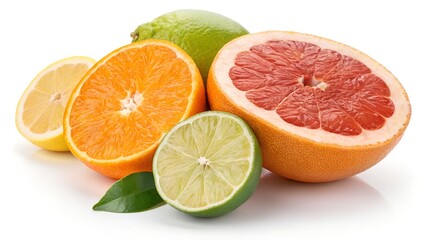Vibrant Arrangement of Grapefruit, Orange, Lemon, and Lime Showcasing Fresh Citrus Appeal

