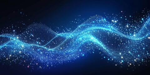 Abstract blue particle wave design