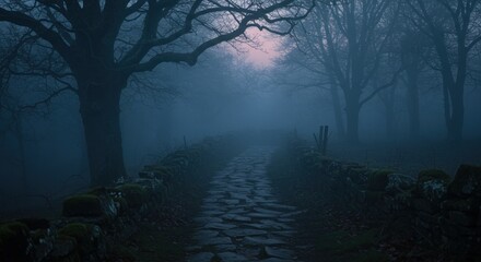 Misty Path Through Forest Photo