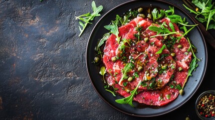 dish with raw meat and vegetables