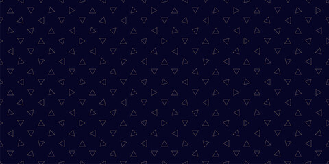 Vector minimal geometric texture with small outline golden triangles. Cute modern minimalist seamless pattern. Simple abstract black and gold linear background. Repeated luxury design for decor, print