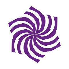 Vortex swirl shape. Purple rotating symbol. Abstract spiral figure. Vector emblem design.