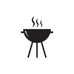 Barbecue grill icon. Outdoor cooking symbol. Summer smoke barbecue. Vector food shape.