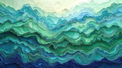 Fototapeta premium Layered Ocean Depths Abstract Teal and Blue Wave Art