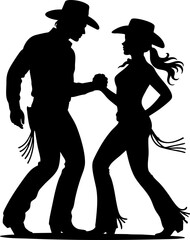 Cowboy Cowgirl Dance Woman Girl Western Hat Graphic Silhouette Shape Clipart Digital Art Illustration