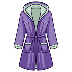 green ladies gown bathrobe home isolated vector illustration on white background