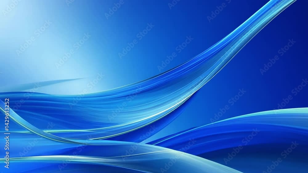 Poster abstract blue waves serene design of smooth curves and gradients evoking tranquility and fluidity in
