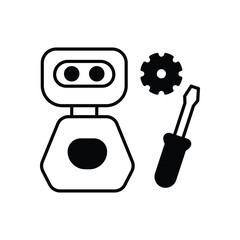 Robotic Maintenance Assistant vector icons stock illustration