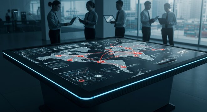Global Supply Chain Disruptions Analysis on Interactive Touchscreen Table - Powered by Adobe