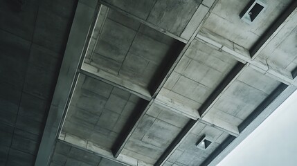 Obraz premium Concrete Ceiling Structure with Square Panels