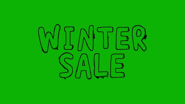 Clean animated "WINTER SALE" text using a thin outline font over a green background. Suitable for modern holiday campaigns, winter discounts, or clean e-commerce promos.