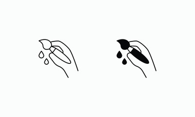 Paint Brush icons set Line and Glyph black vector icon stock illustration