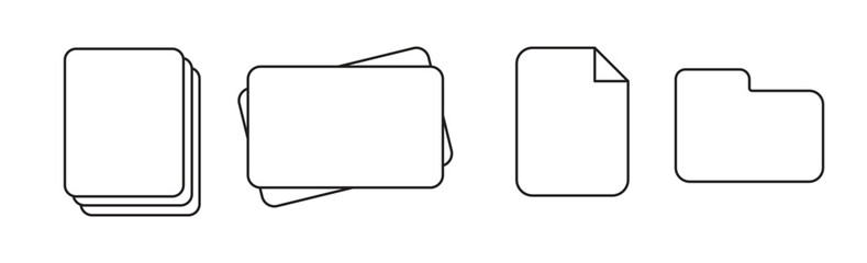 Icon set document line stroke paper with blank background